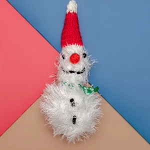 Silly Snowman Crochet Squeaky Dog Toy