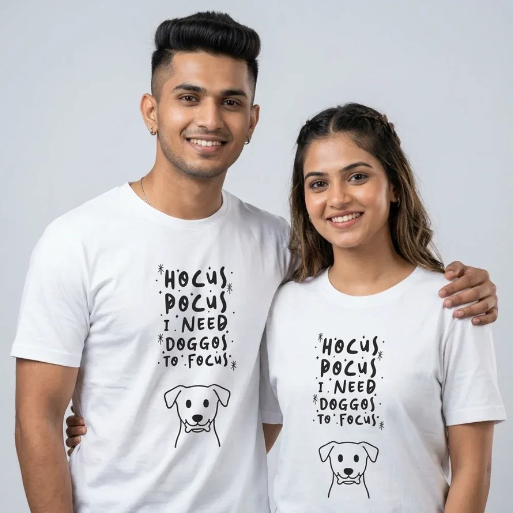 Skatrs Hocus Pocus, I Need Doggos to Focus Graphic Tshirt for Men and Women