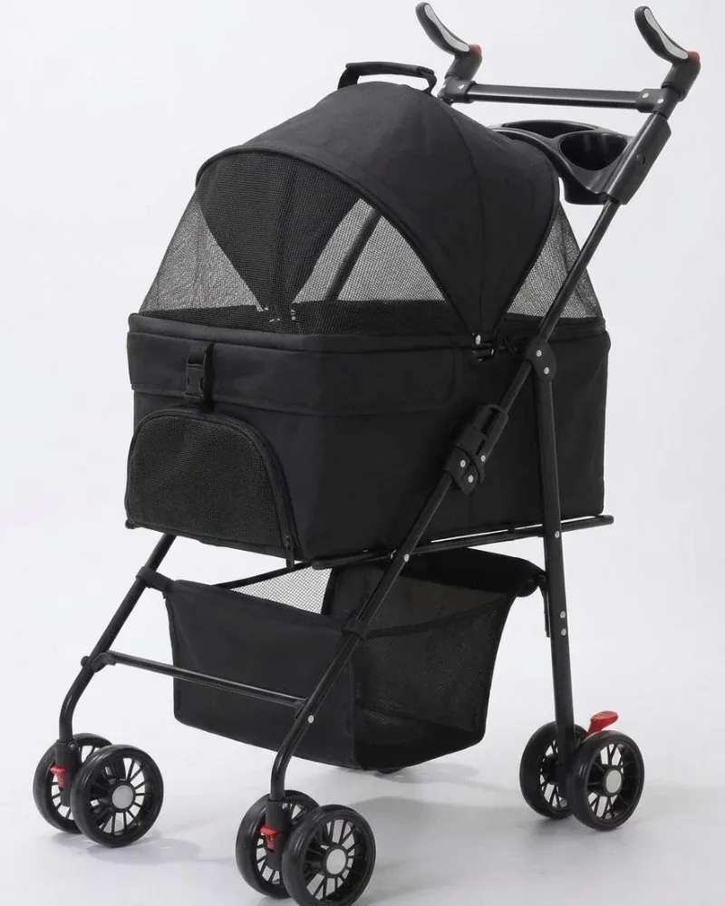 Skatrs Portable Pet Stroller for Small & Medium Dogs and Cats (Black) - Image 2