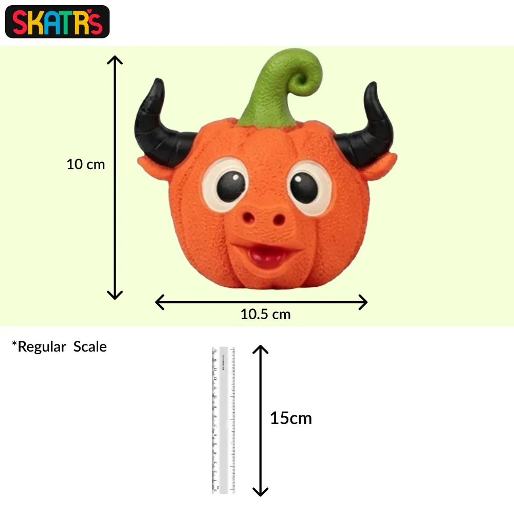 Skatrs Pumpkin Bull Head Latex Chew Toy for Dogs - Image 2
