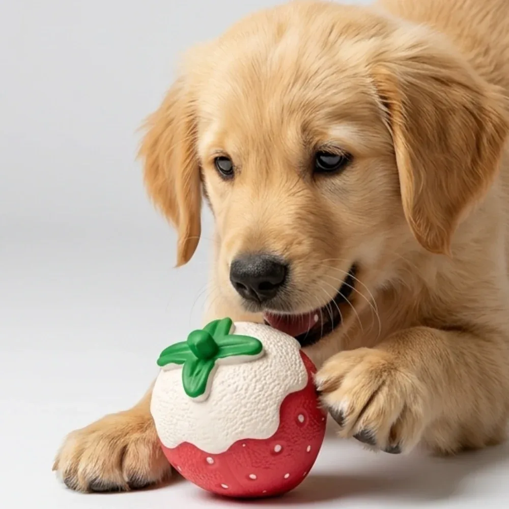 Skatrs Strawberry Latex Chew Toy for Dogs (Pink) - Image 2