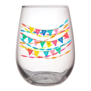 Slant Collections Happy Birthday Stemless Wine Glass