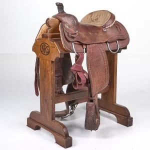 Slone Diamond S Saddles Used 14.5 3/4 Basket Stamp Calf Roping Saddle
