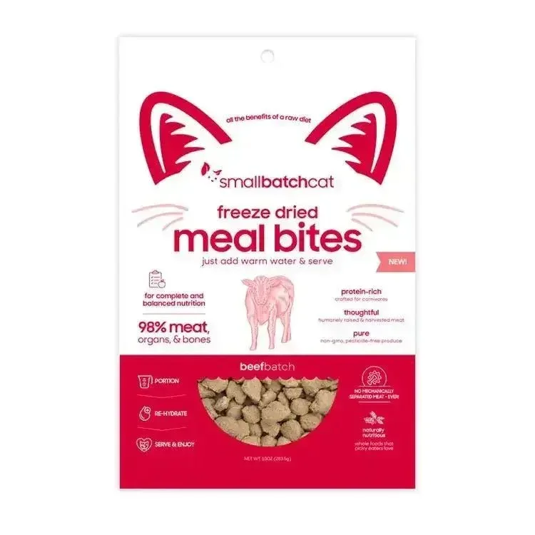 SmallBatch Freeze-Dried Mealbites Beef Cat Food 10oz
