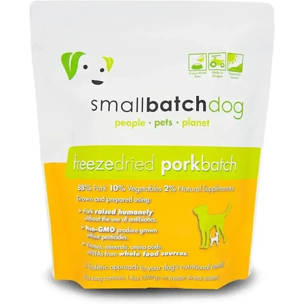 Smallbatch Pets Freeze-Dried Premium Raw Food Diet for Dogs, Pork Sliders Dog Food 14oz
