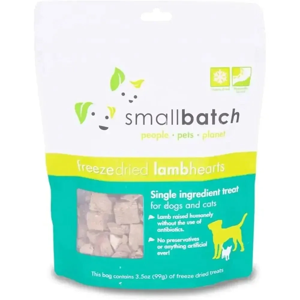 Smallbatch Pets Premium Freeze-Dried Lamb Heart Treats for Dogs and Cats, 3.5 oz