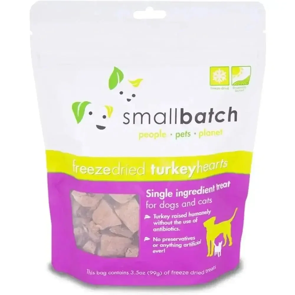 Smallbatch Pets Premium Freeze-Dried Turkey Heart Treats for Dogs and Cats, 3.5 oz