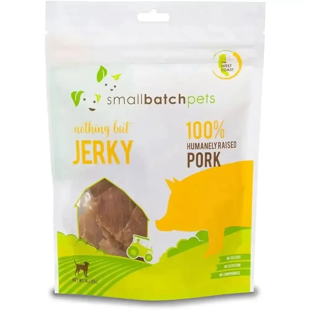 Smallbatch Pets Premium Pork Jerky Treat for Dogs and Cats, 4 oz