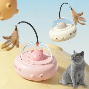 Smart Teaser Cat Toy Electric UFO Cat Teaser Stick With Bell Training Pet Toys Replaceable Feather Interactive
