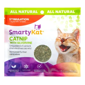 SmartyKat Catnip with Silvervine, Pure & Potent Blend for Cats, Resealable Pouch, 0.5 oz