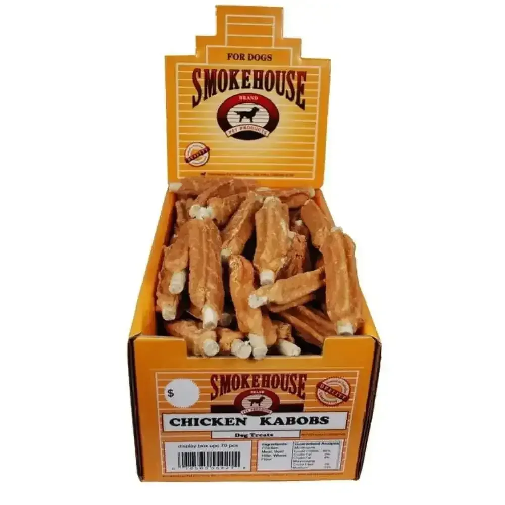 Smokehouse Chicken Kabob Dog Treats – All-Natural Chicken Wrapped Beef Hide, 70 Count
