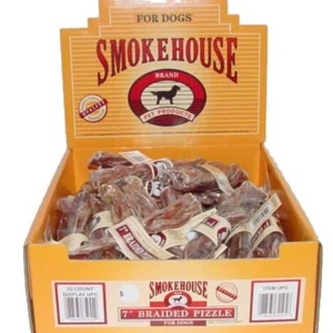 Smokehouse USA Made Braided Pizzle Shelf Display Box 7in/32ct