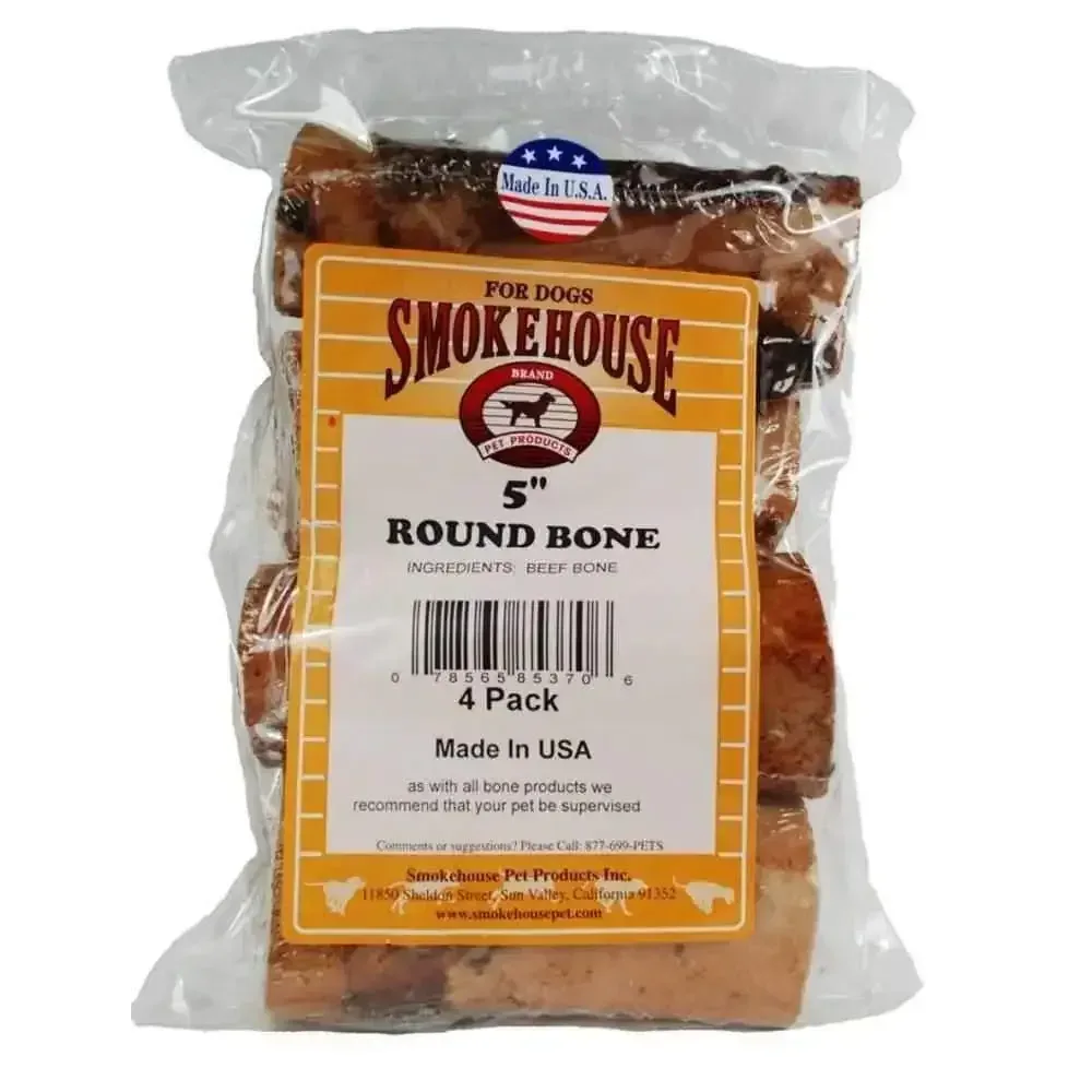 Smokehouse USA Made Round Bones Dog Chew Value Pk 4 ct, 5 in