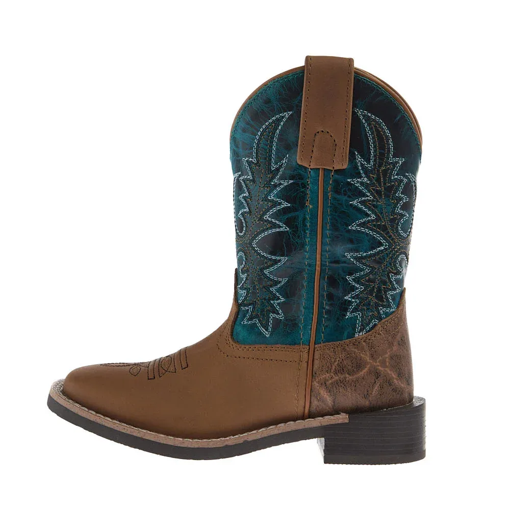 Smoky Mountain Kid's Tan Vamp Turquoise Top Boots - Image 2