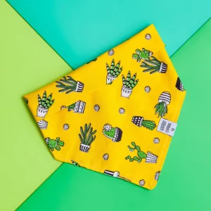 Snap-on Dog Bandana in Yellow Cactus (FINAL SALE)