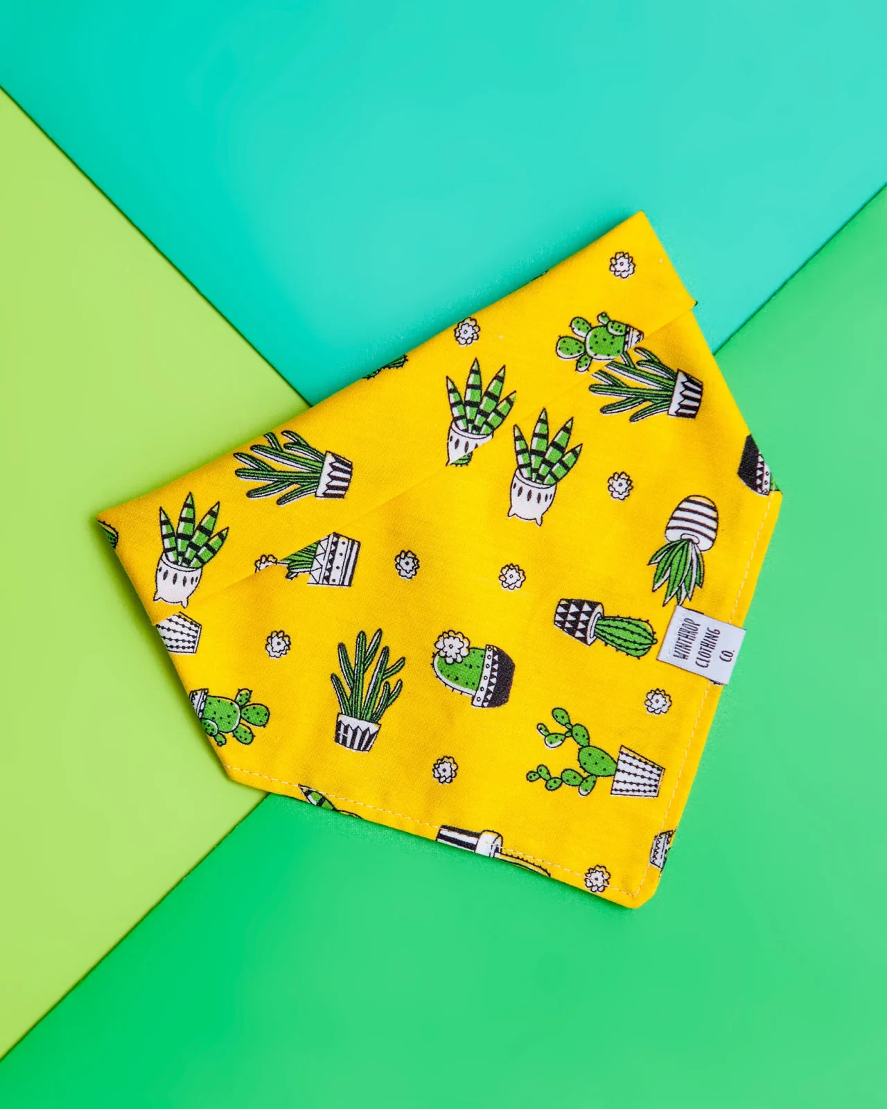 Snap-on Dog Bandana in Yellow Cactus (FINAL SALE)