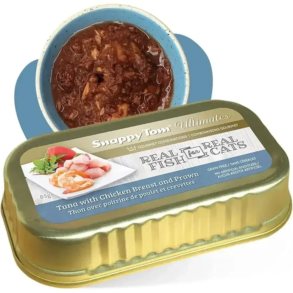 Snappy Tom Ultimates Fresh Tuna with Chicken Breast and Prawn Canned Cat Food 12/3oz