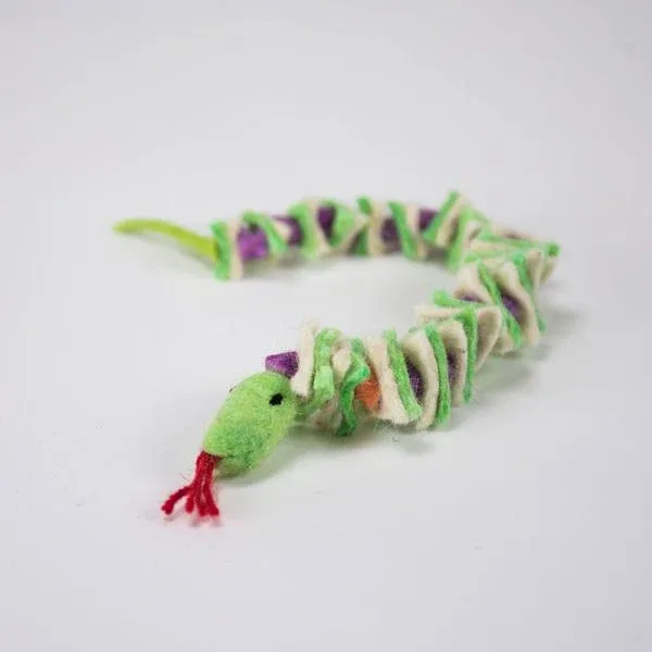 SNOW LEOPARD TRUST | Felted Snake Cat Toy - Image 2