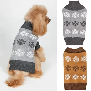 Snowflake Brown Gray Autumn And Winter New Dog Christmas Sweater