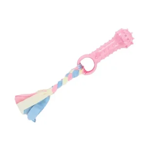 Soft Dog Chew Toys Pink Rubber Bone Toy Durable Molars Training Ball Toy Chihuahua Yorkie Interactive Treat