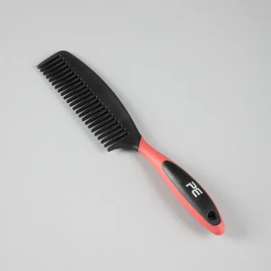 Soft-Touch Mane Comb with Handle Black & Red