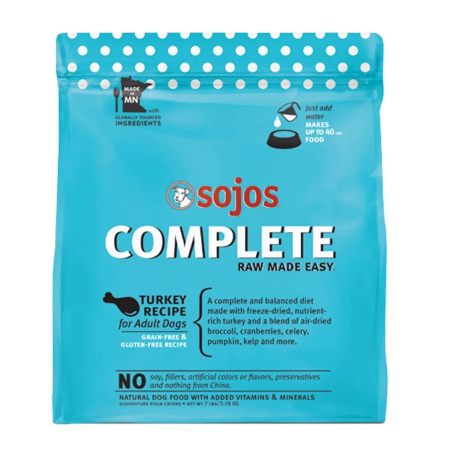 Sojos Dog Complete Freeze-Dried Adult Turkey Recipe 1.75Lbs
