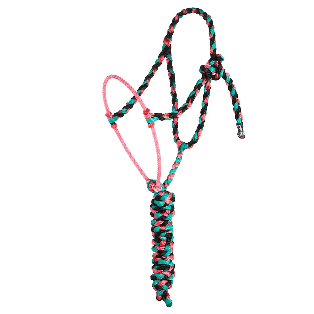 Special C Muletape Black, Pink and Teal Lariat Rope Noseband Muletape Halter