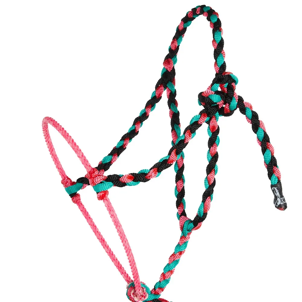 Special C Muletape Black, Pink and Teal Lariat Rope Noseband Muletape Halter - Image 2