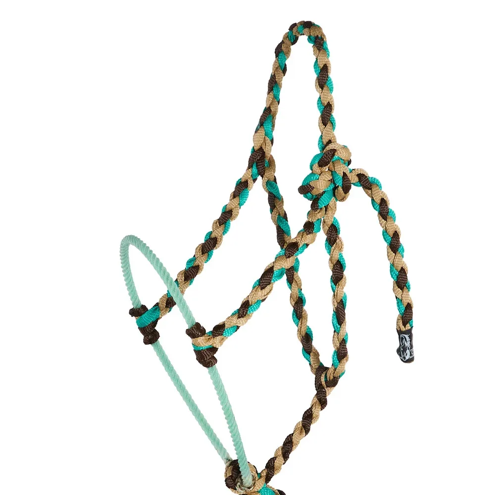Special C Muletape Sand, Chocolate and Teal Lariat Rope Noseband Muletape Halter - Image 2