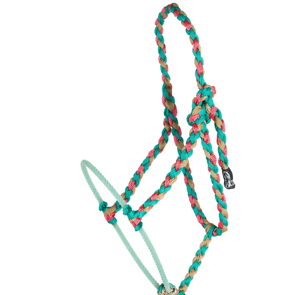 Special C Muletape Teal, Pink and Sand Lariat Rope Noseband Muletape Halter - Image 2