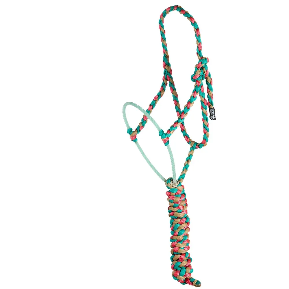 Special C Muletape Teal, Pink and Sand Lariat Rope Noseband Muletape Halter
