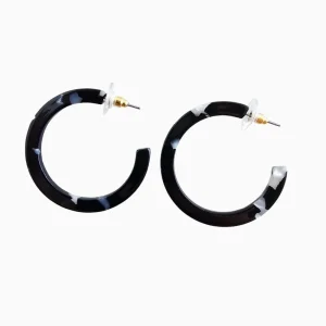 Spiffy & Splendid Camy Onyx Black Hoop Earrings