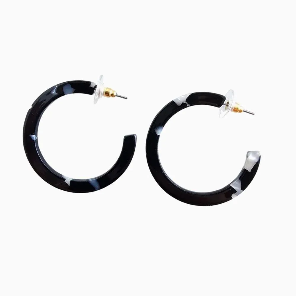 Spiffy & Splendid Camy Onyx Black Hoop Earrings