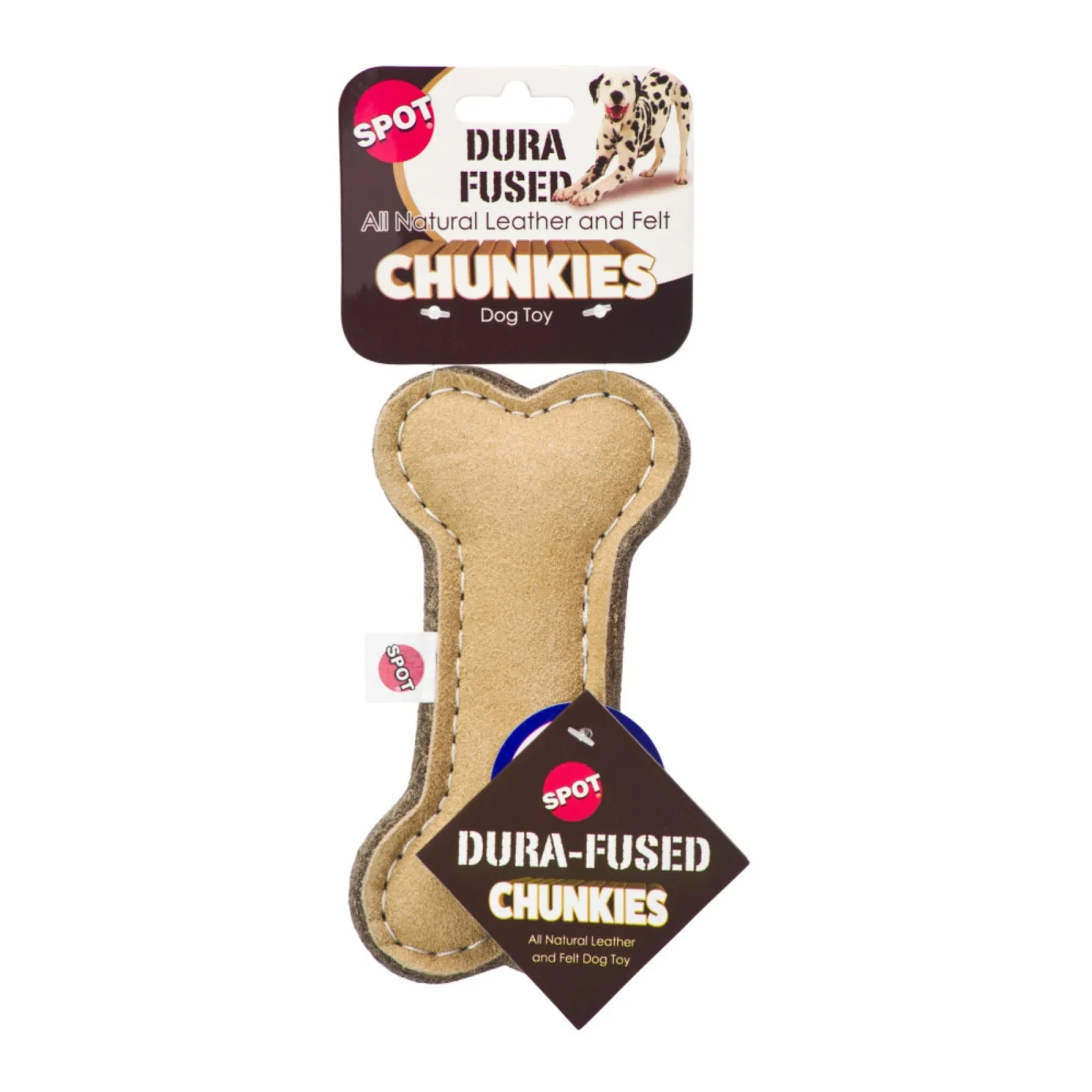 Spot Dura-fuse Leather Chunky Dog Toy Bone 6in