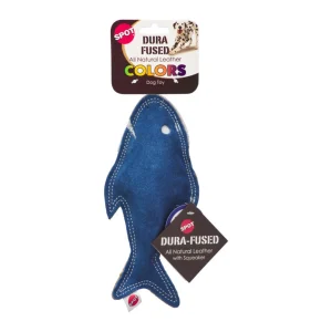 Spot Dura-fuse Leather Fish Dog Toy Assorted 7in