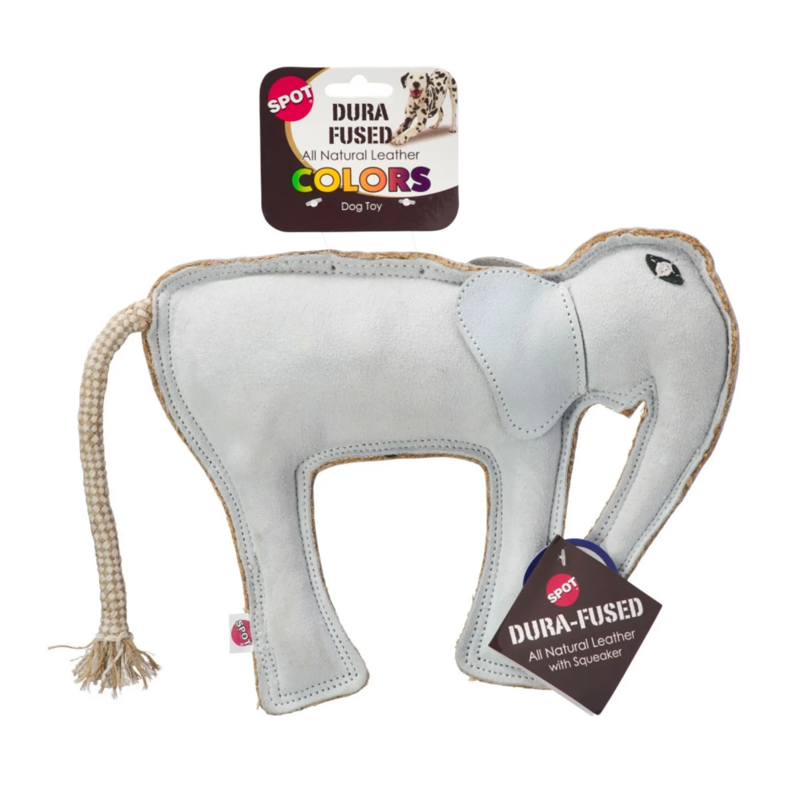 Spot Dura-fuse Leather Jungle Dog Toy Assorted 11in