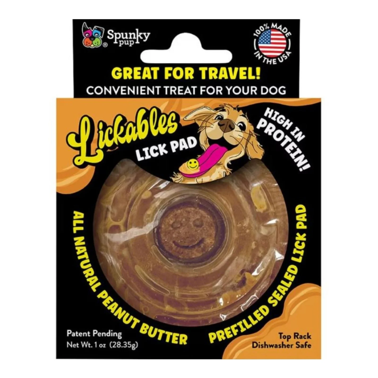 Spunkypup Lickables Filled Lick Pad Round Peanut Butter 1 Pk