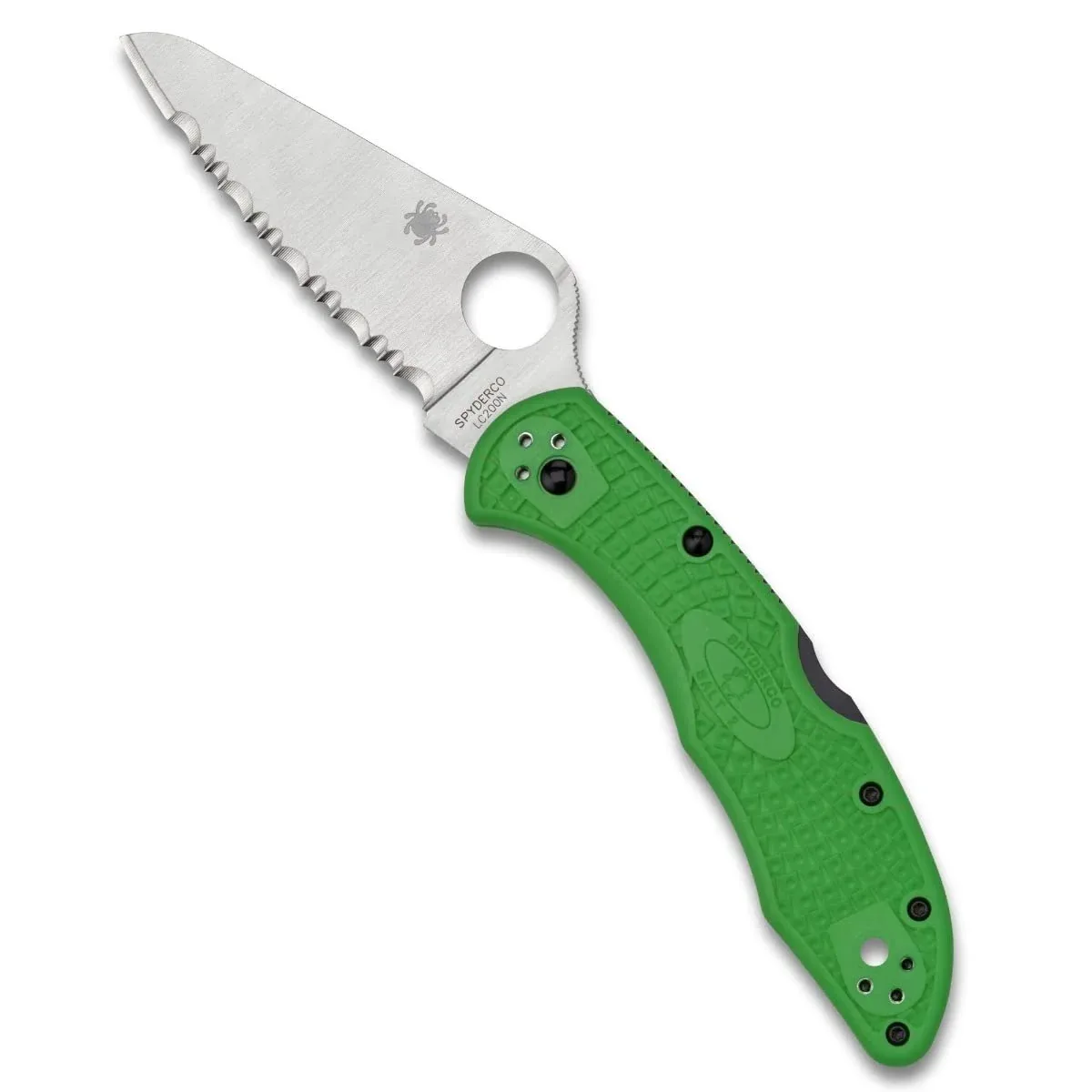 Spyderco Salt 2 Knife with LC200N Steel Blade and Lightweight FRN Green Handle - SpyderEdge - C88FSGR2
