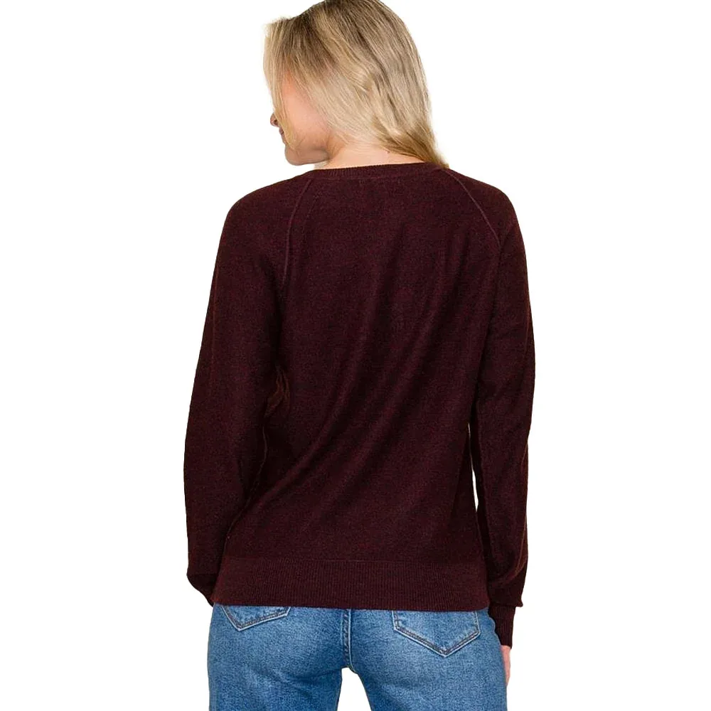 Staccato Women's Burgundy Long Sleeve Henley Pull Over - Image 2