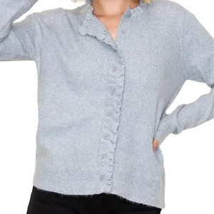 Staccato Women's Grey Ruffle Detail Cardigan