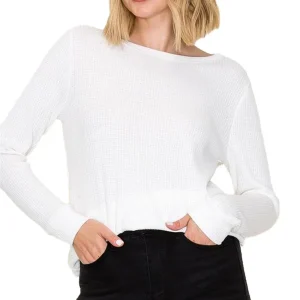 Staccato Women's Ivory Waffle Basic Knit Top