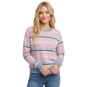 Staccato Women's Pink & Blue Striped Sweatshirt
