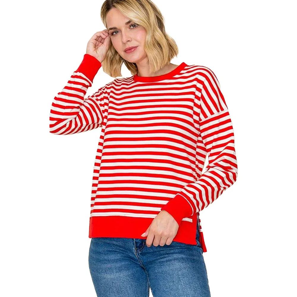 Staccato Women's Red Stripe Relaxed Fit Pullover - Image 2