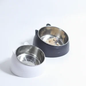 Stainless Steel Dog Bowl Double Bowl Cervical Protection Oblique Mouth Hot Pet Food Basin Supplies
