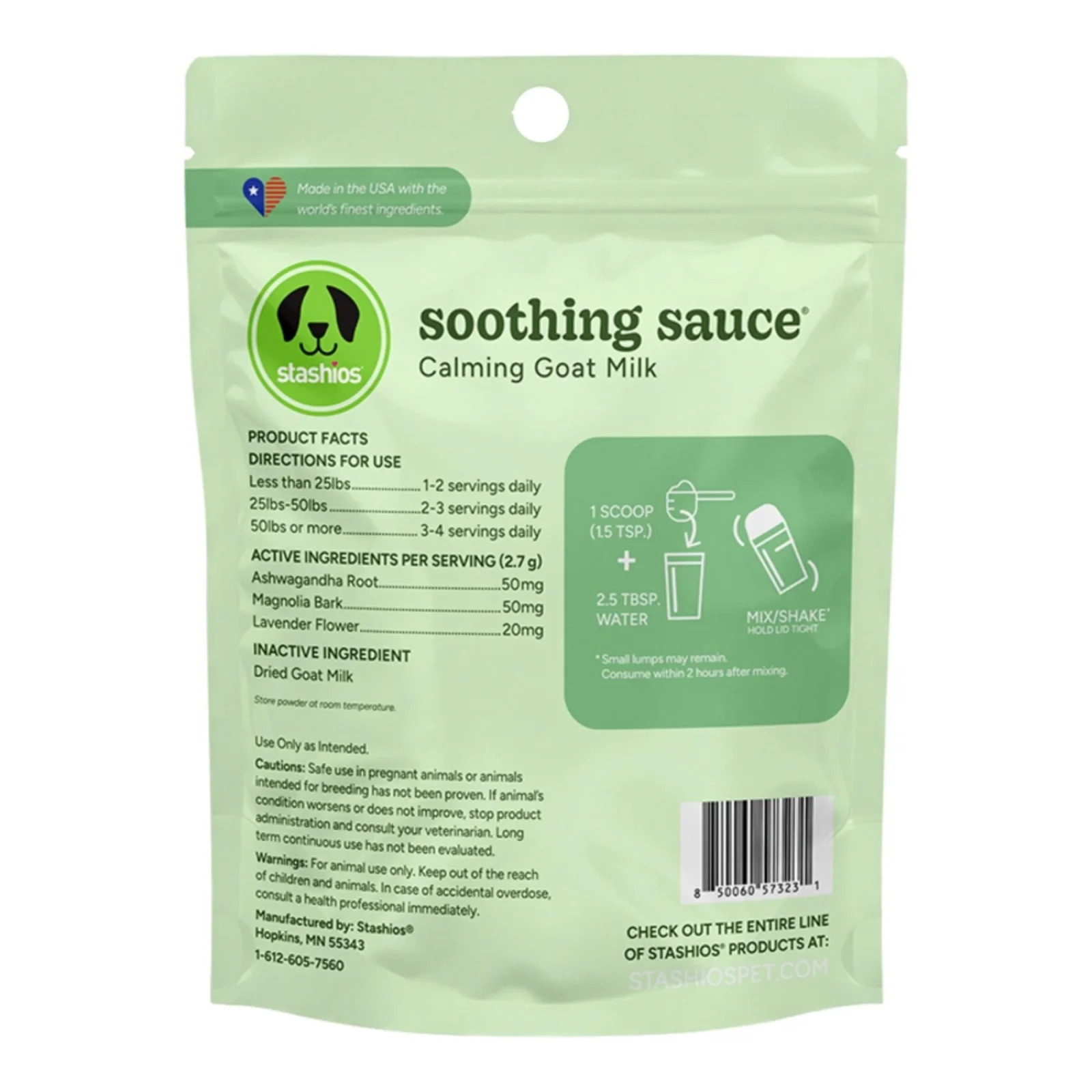 Stashios Dog Soothing Sauce, Calming Goat Milk 3oz - Image 2
