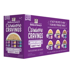 Stella and Chewys Cat Carnivore Shreds Variety Pack 2.8oz. (Case of 24)