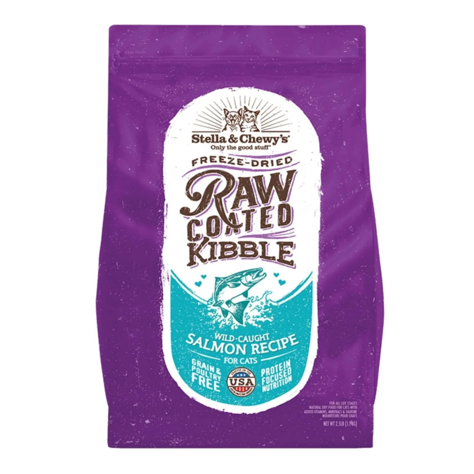 Stella & Chewys Cat Kibble - Raw Coated Wild -Caught Salmon Recipe 2.5Lbs