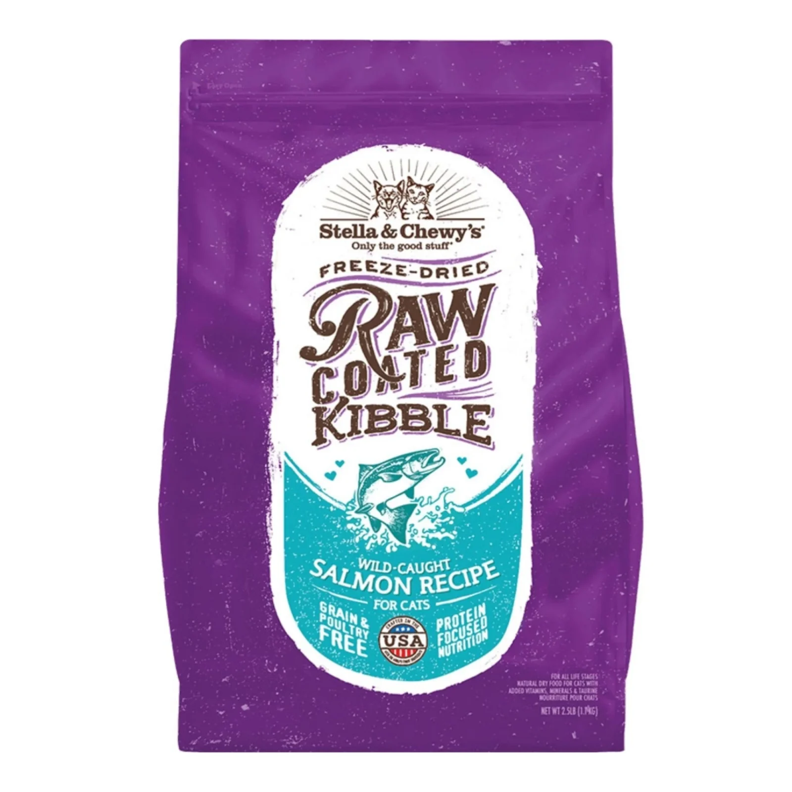 Stella & Chewys Cat Kibble - Raw Coated Wild -Caught Salmon Recipe 5Lbs