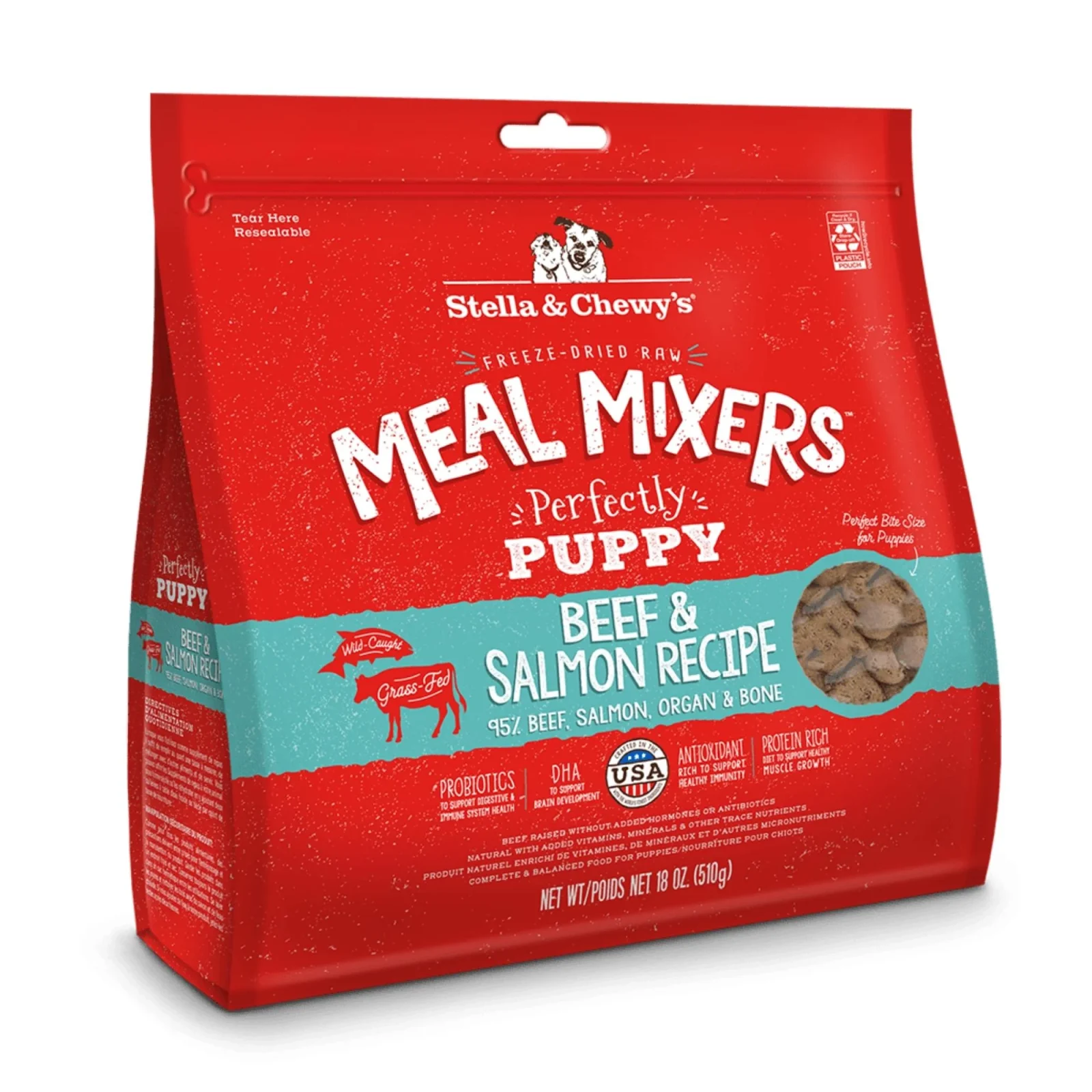 Stella & Chewys Freeze Dried Mixer Puppy Beef & Salmon, 18oz