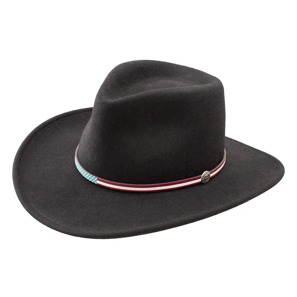 Stetson USA 250th Bozeman Black 3 1/4in Crushable Felt Hat